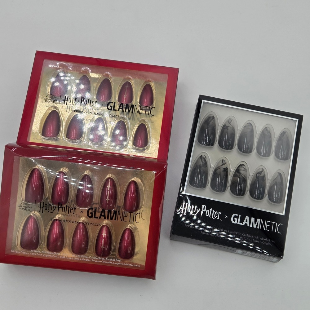 NEW Glamnetic x‎ Harry Potter Press-On Nails 3 Box Bundle Dementor Gryffindor
